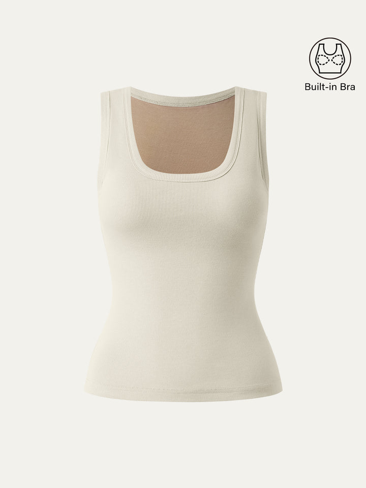 Scoop Neck Cotton New Airy Brami Tank Lime Ivory XS