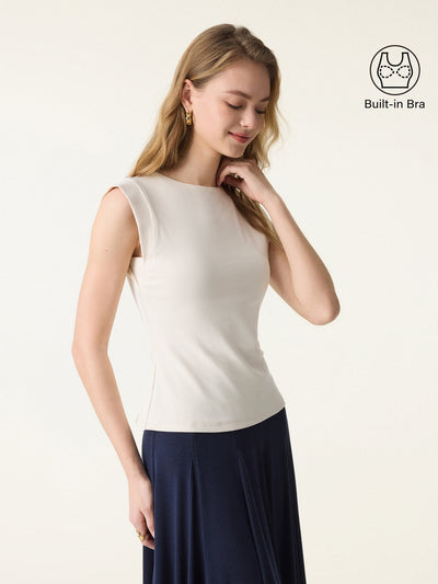 Cotton Viscose Round Neck Wide Shoulder Brami Gardenia XS