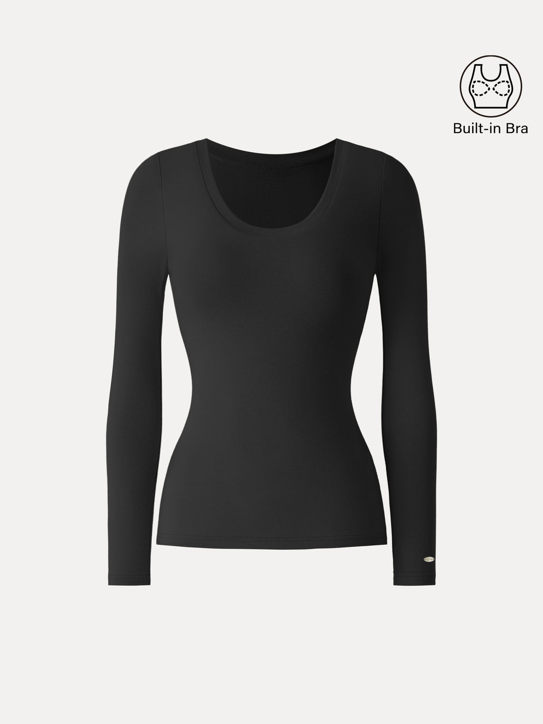 LiteWarm Round Neck Long Sleeve Brami Black XS