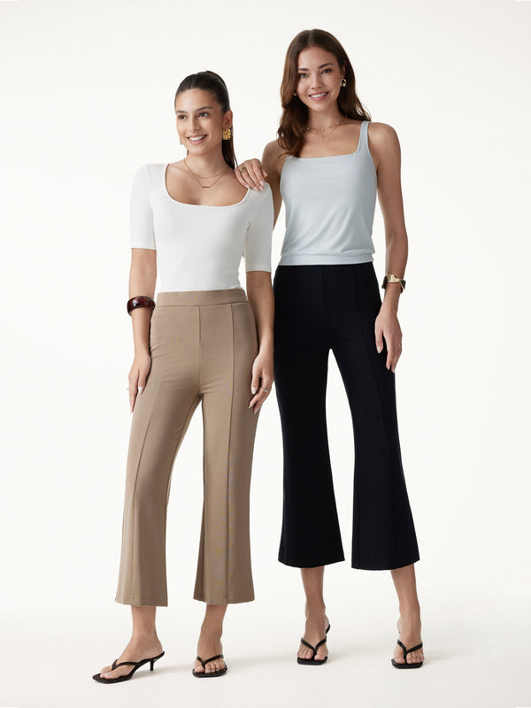 OGLmove Sandwashed High Rise Cropped Flared Pants with Pockets