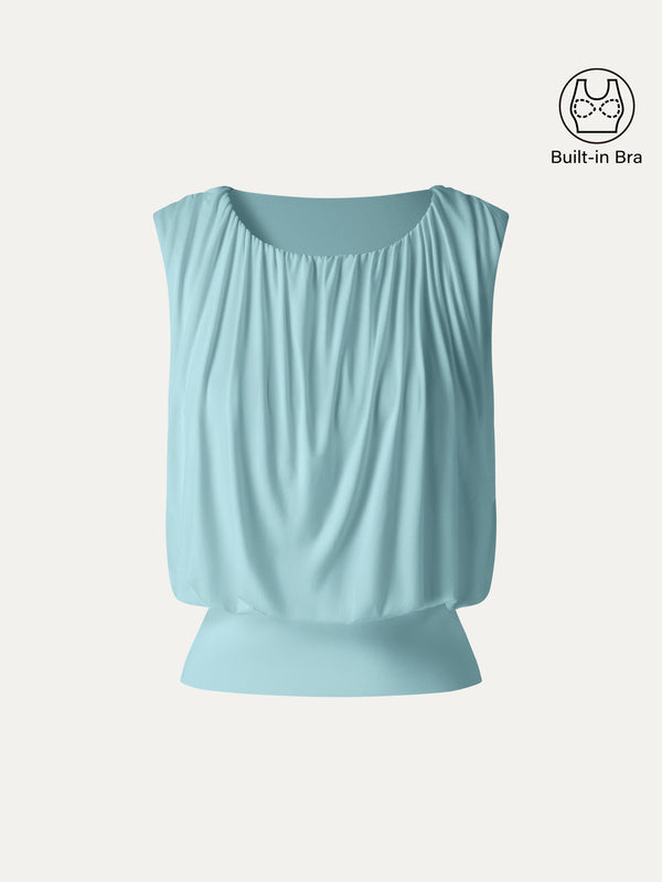OGLmove Round Neck Gathered Sleeveless Bra Top