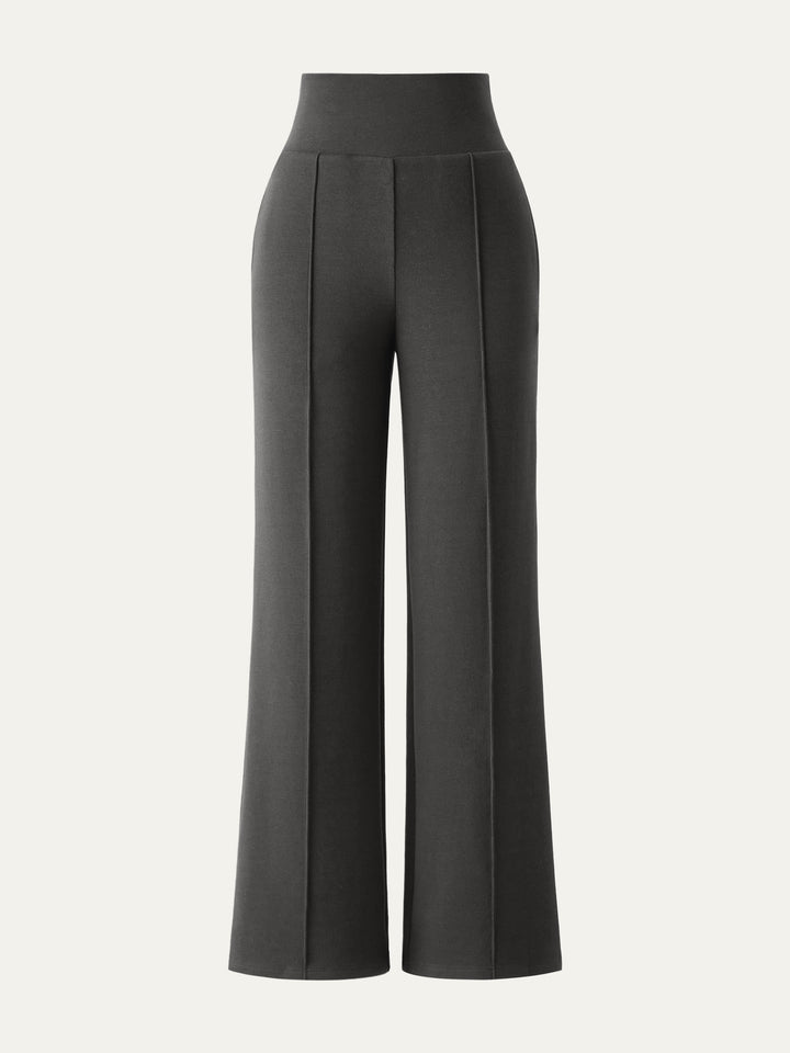 grey wide waistband pintuck pants