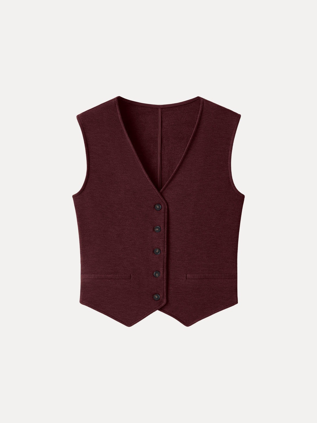 Brushed Warm V-neck Button Front Vest Ruby Red XS