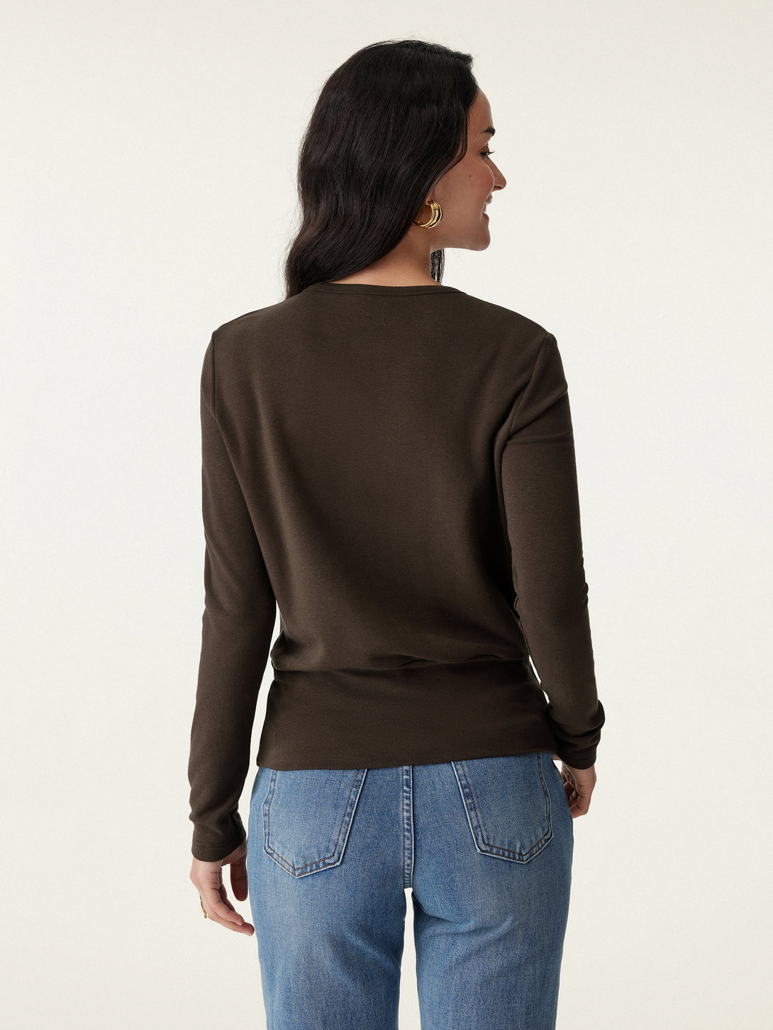 V-Neck Half-Placket Top