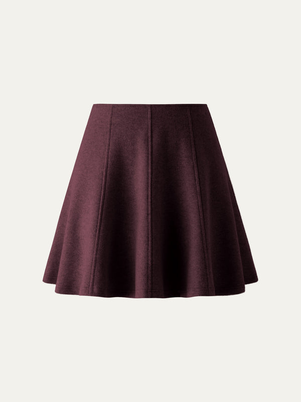 High Waisted Flare Hem Mini Skirt Plum Berry XS