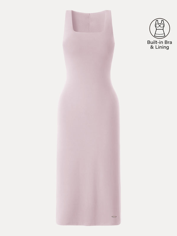 OGLmove Back Smoothing Bandless Square Neck Midi Bra Dress