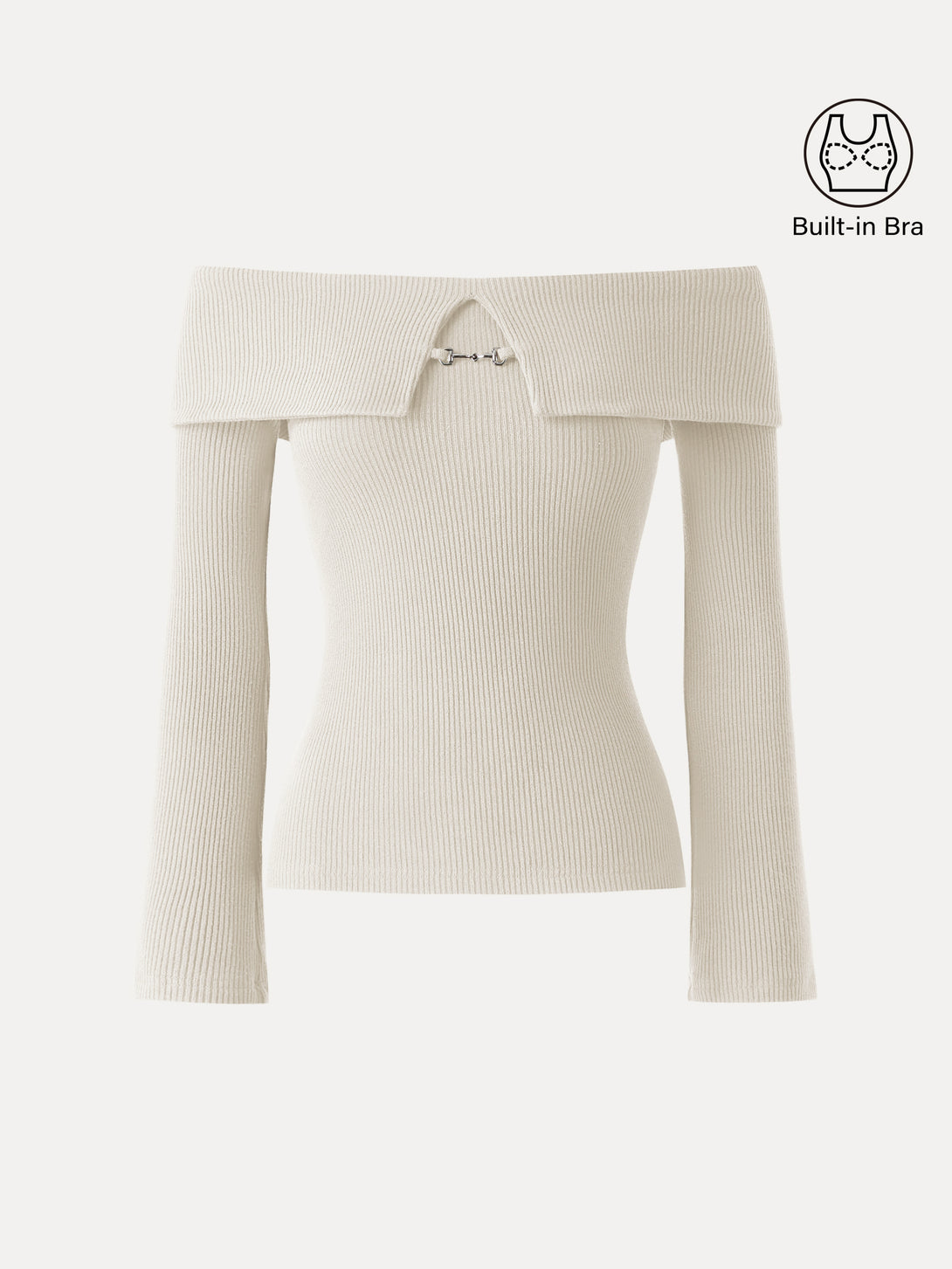 Non-Slip Metal Chain Detail Cold Shoulder Brami