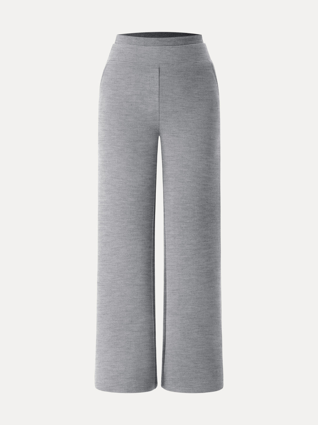 Double Waistband Straight Leg Pants with Pockets Regular Heather Grey