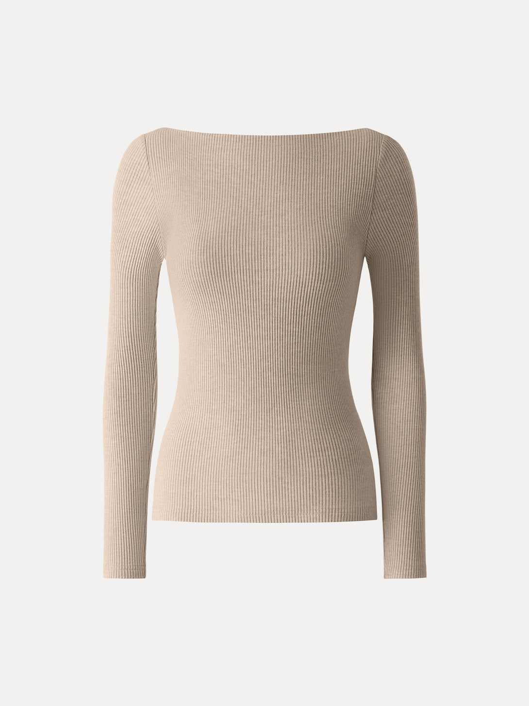 Ribbed Boatneck Long Sleeve Brami Heather Tan XS