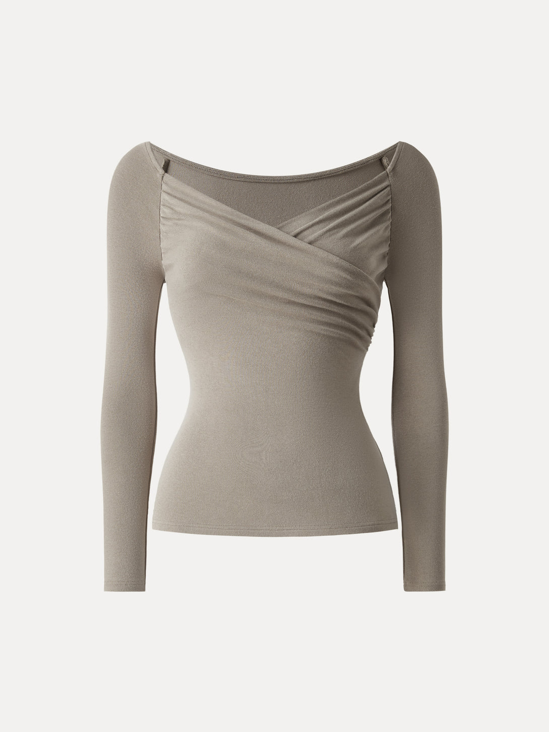 Light Warm Surplice Ruched Long Sleeve Top