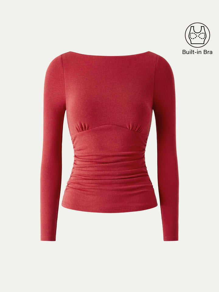 red boat neck top