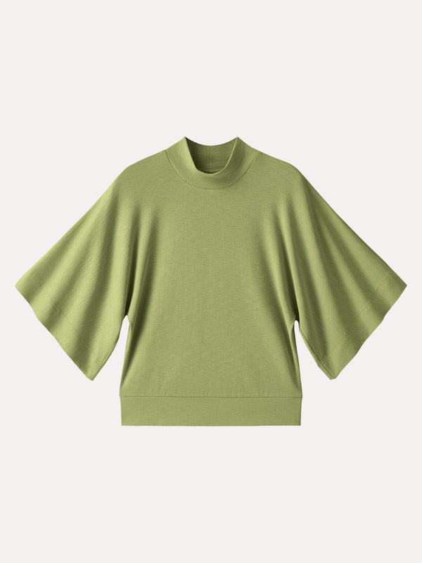 Plantive Mockneck Batwing Short Sleeve Top