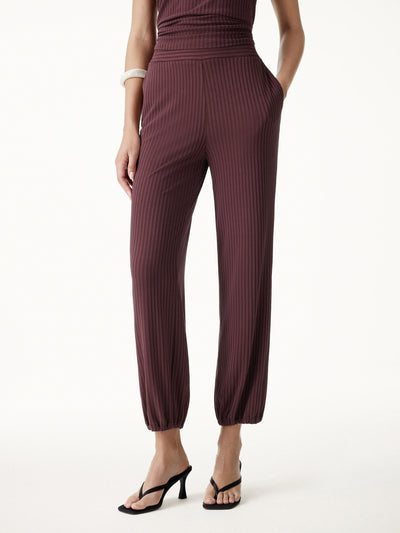 OGLmove Wrinkle-Free Ultra-soft Mid-Rise Cropped Lounge Pants with Pockets Regular Ruby Berry