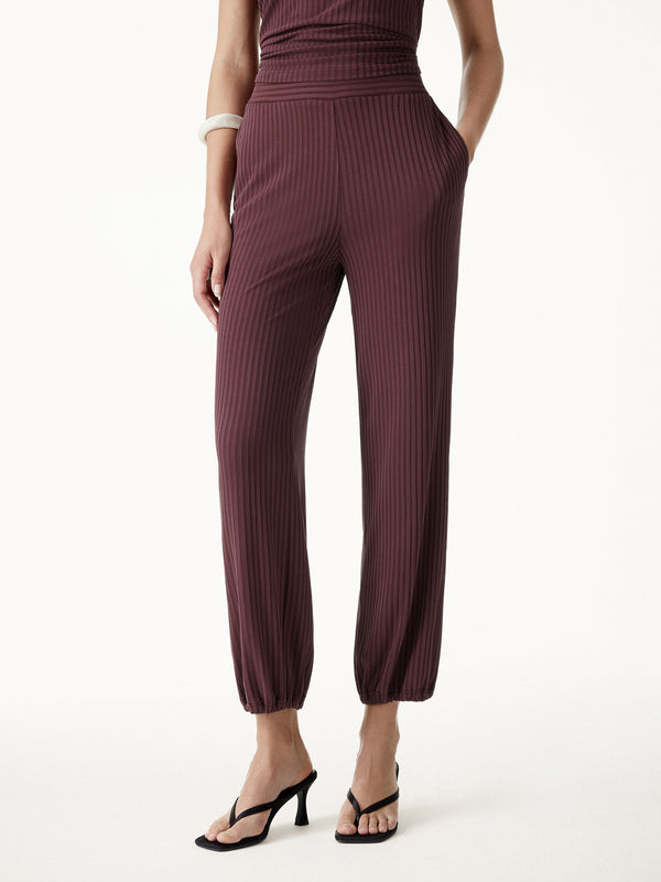 OGLmove Wrinkle-Free Ultra-soft Mid-Rise Cropped Lounge Pants with Pockets Regular Ruby Berry