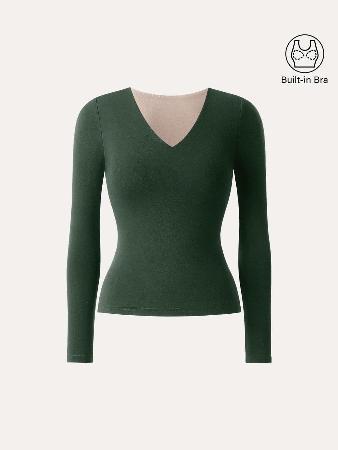 Stretch Cotton V-Neck Long Sleeve Brami Top