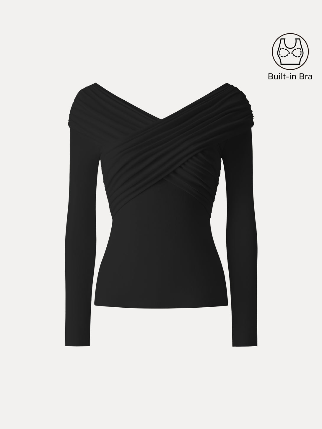 Ruched V-Neck Surplice Brami Black XS