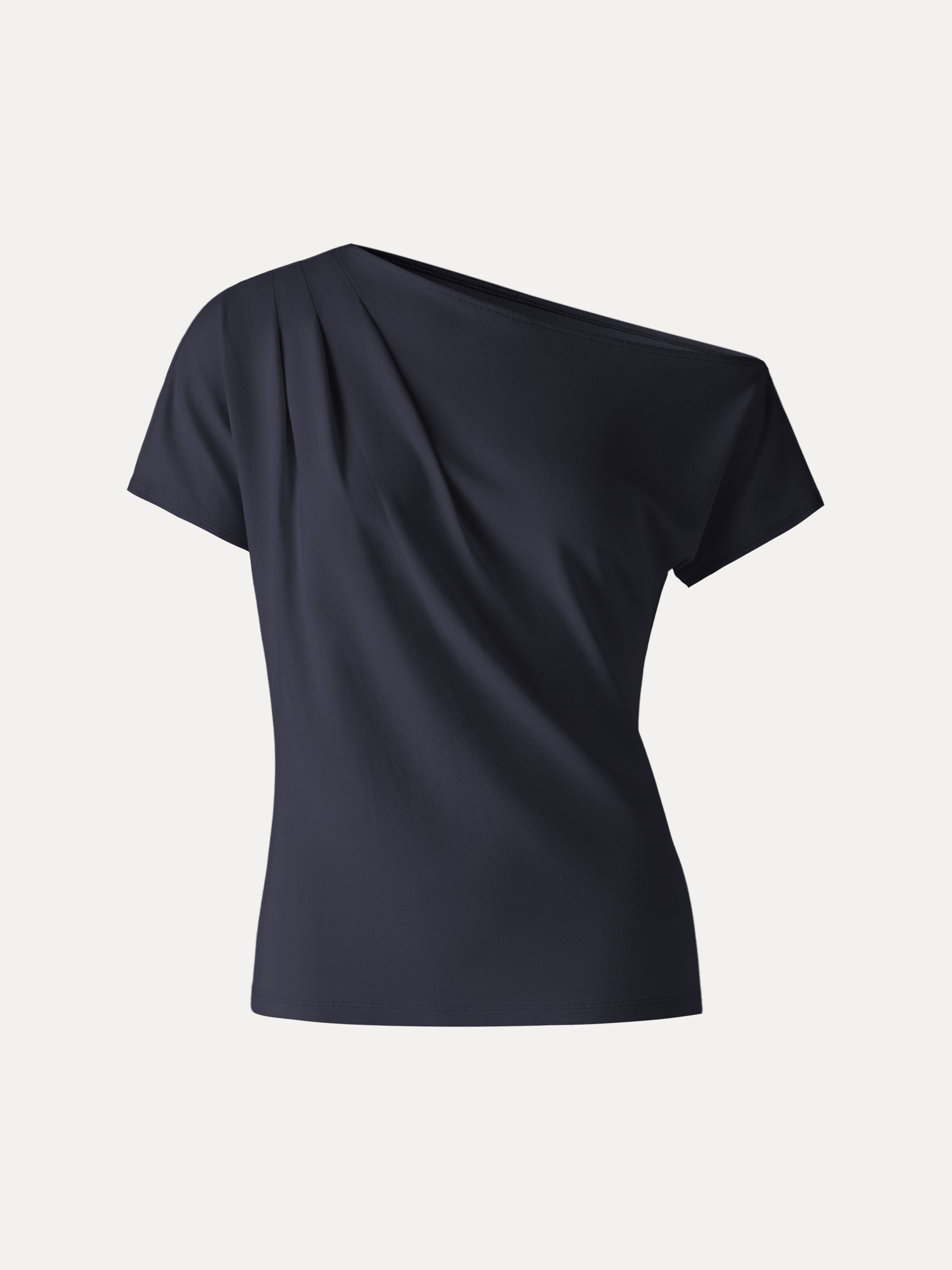 Cotton Lyocell Effortless Asymmetrical Tucked Tee
