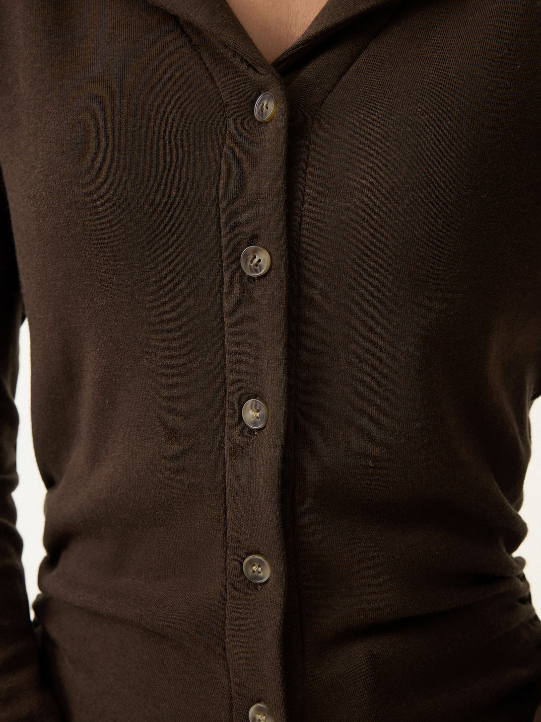 Button Front Side Ruched Top