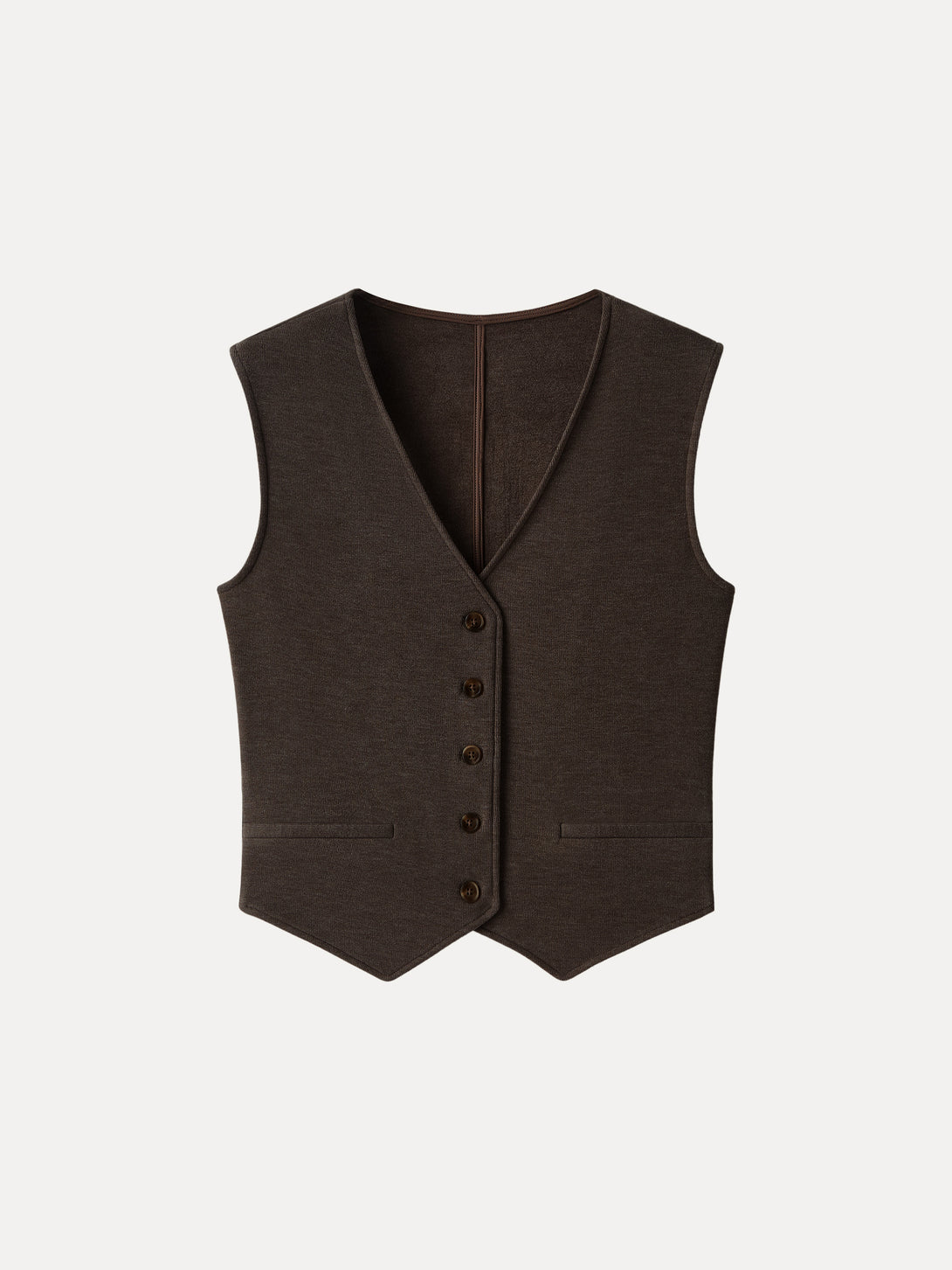 Brushed Warm V-neck Button Front Vest Acajou XS