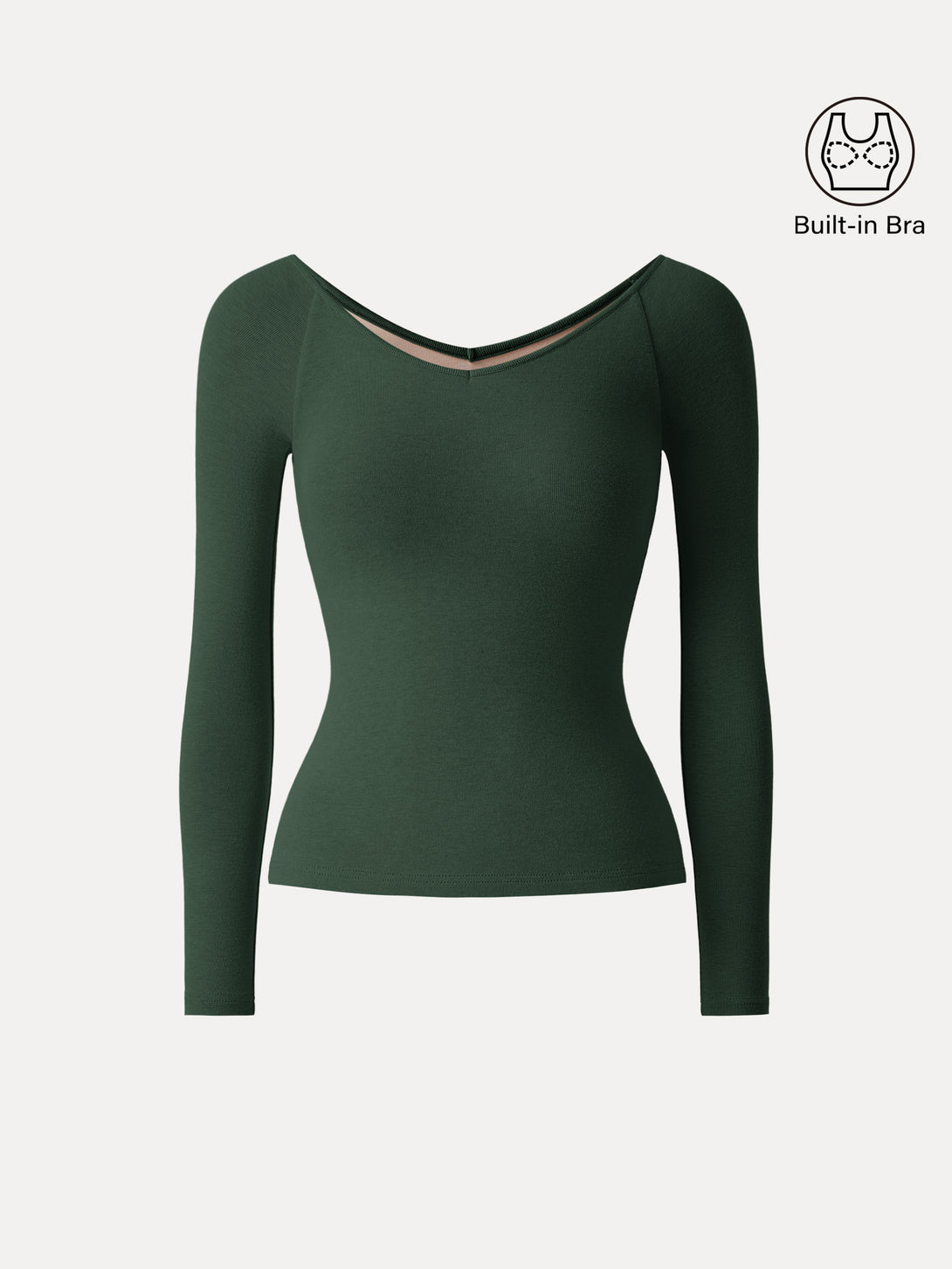 Stretch Cotton V-Neck Long Sleeve Brami Top