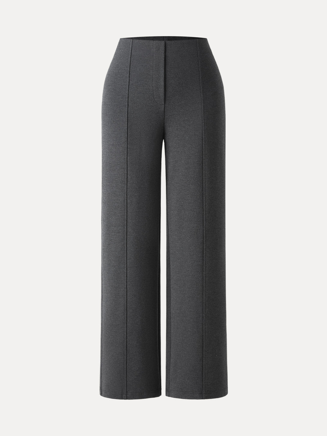 Stretch Ponte High Rise Straight Leg Pants with Pockets Petite Heather Black