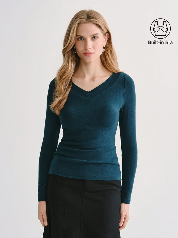 OGLmove LiteWarm Long Sleeve Built-In Bra Top 3.0 Forest Night XXS