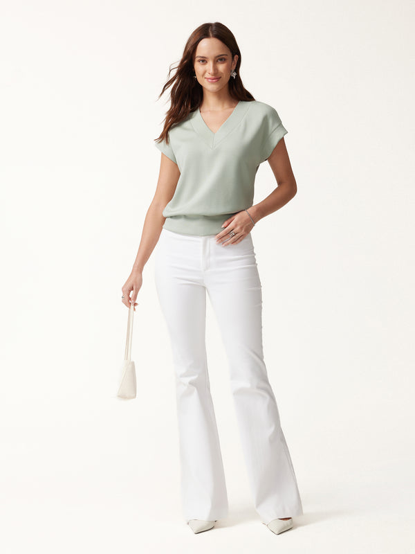 OGLmove Lyocell Spacer Knit V-Neck Banded Hem Top
