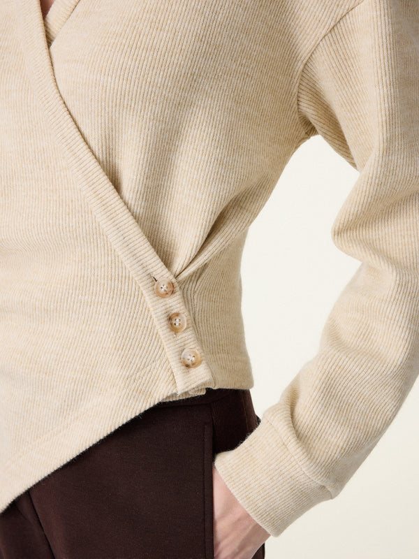 Cozy Knit Buttoned Wrap Cardigan