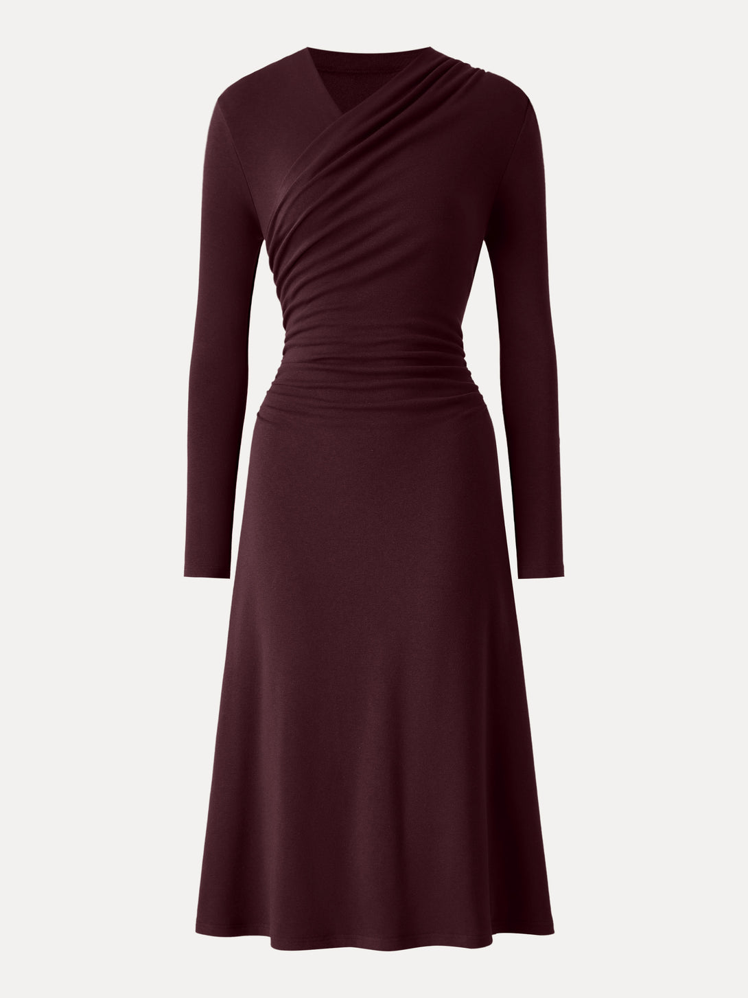 ProWarm Surplice V-neck Ruched Midi Dress Ruby Red XS