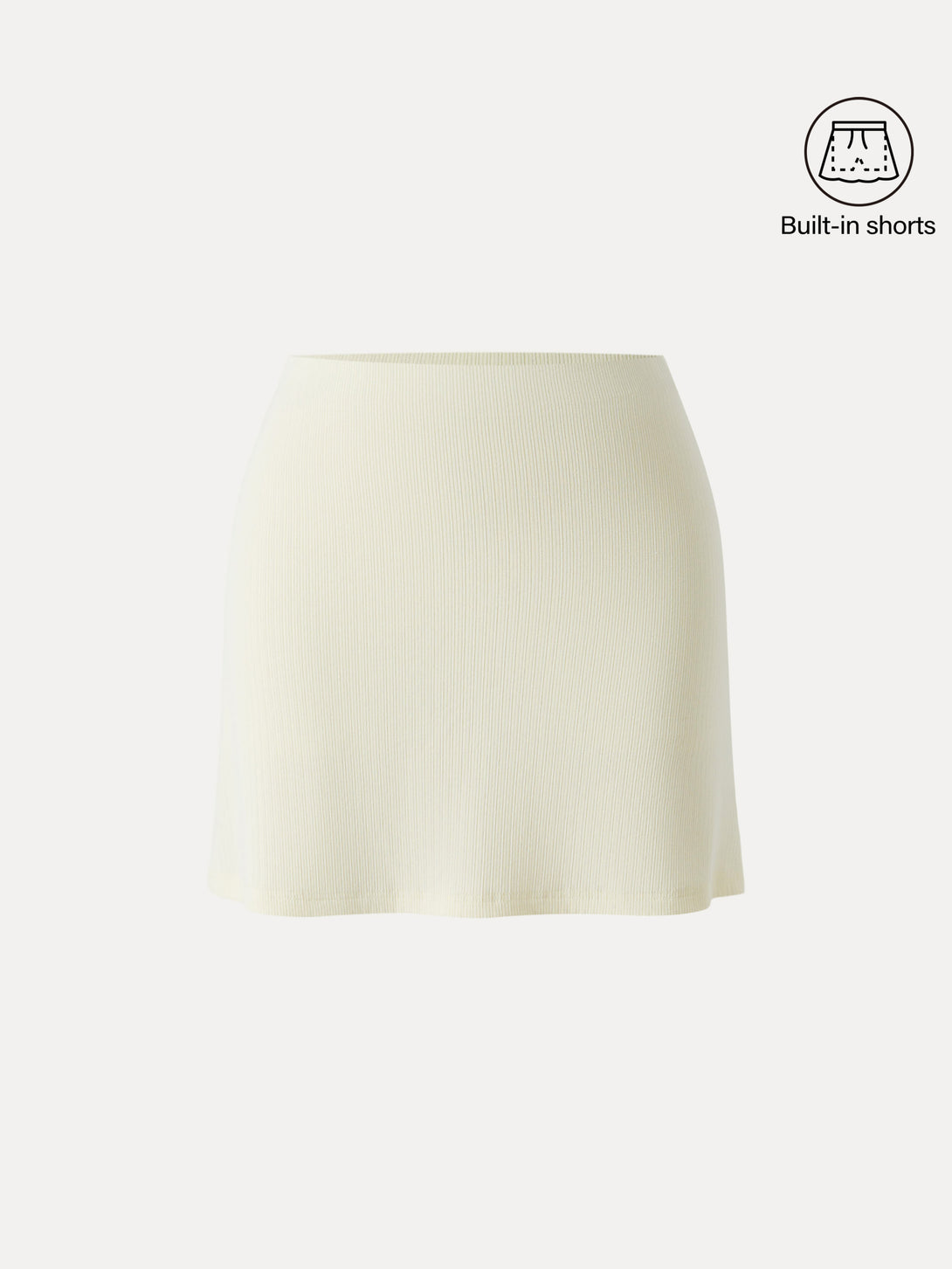 Stretch Cotton Pointelle A-line Mini Skirt with Built-in Shorts