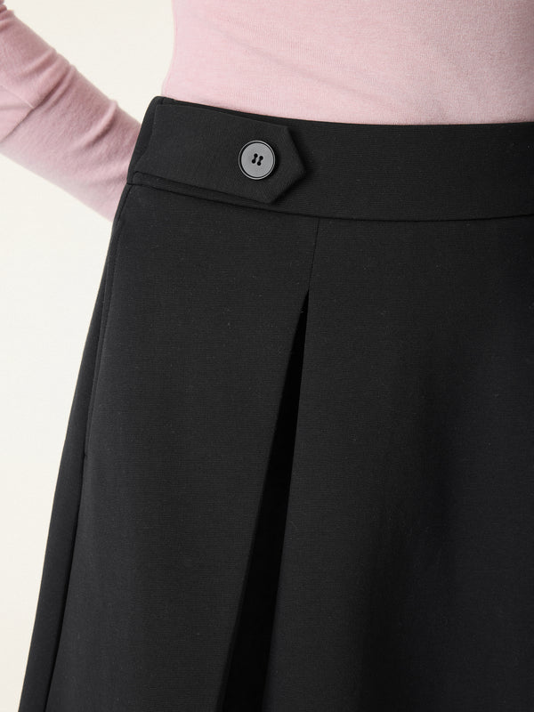 Strech Cotton Blend Pleated Skort with Built-in Shorts