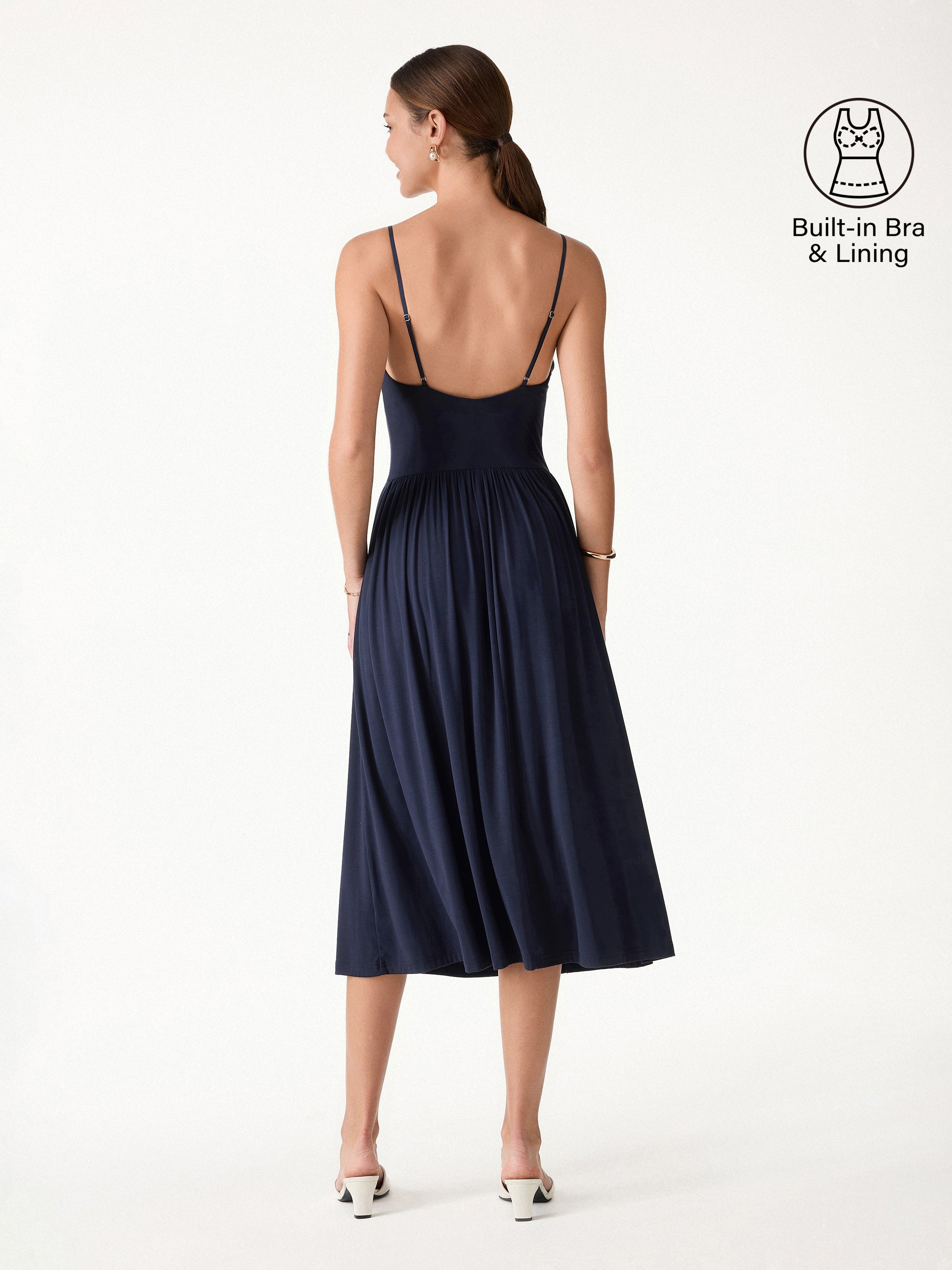 midi dress with built in bra SkinKiss Cowl Neck Open-Back this dress is great KMBANGI Womens Christmas Romper Season: AW23 Size:4 - Bust 33