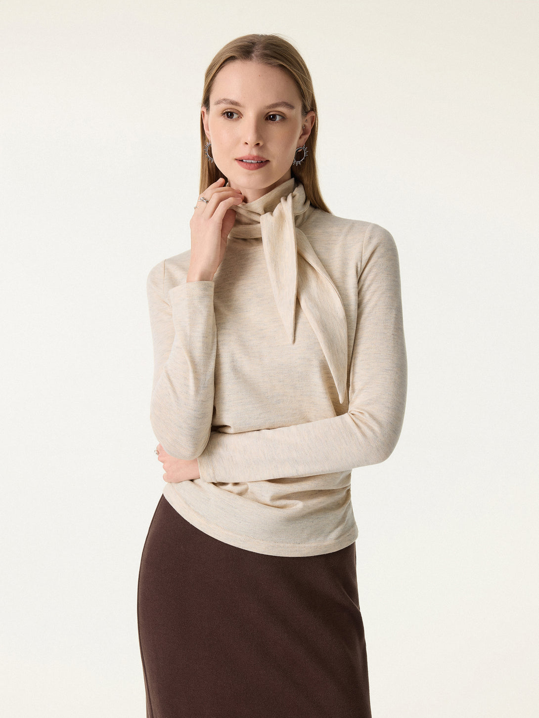 Ruched Long Sleeve Brami with Scarf