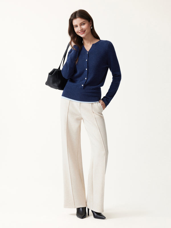 OGLmove Merino Blend V-Neck Long Sleeve Half-Placket Sweater