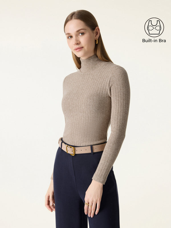 Turtleneck Wide Ribbed Long Sleeve Brami