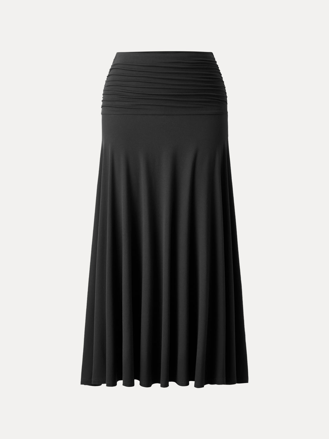 Ultrasoft Mid Rise A-line Ruched Maxi Skirt Black XS