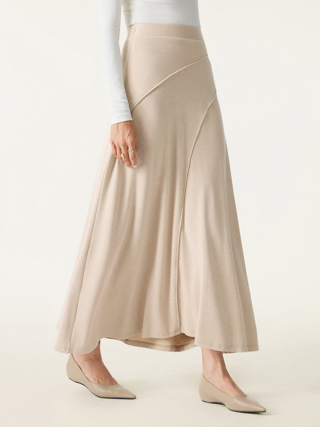 Pull-on Flared Maxi Skirt
