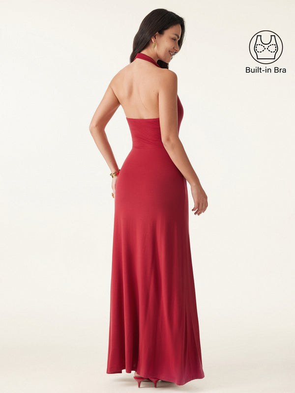 Stunning Cowl Neck Flared Maxi Brami Dress