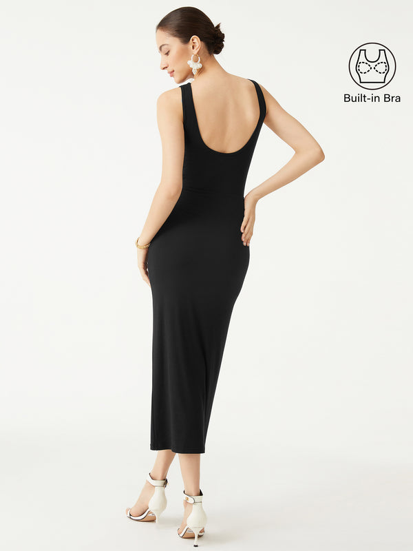 Casual Classic Elegant Sexy Open-Back Solid Going Out Fitted Black/S Midi Dresses Sleeveless Wide Straps Boat Neck Women Dresses OGLmove Casual Classic Elegant Sexy Open-Back Solid Going Out Fitted Black/S Midi Dresses Sleeveless Wide Straps Boat Neck Women Dresses OGLmove
