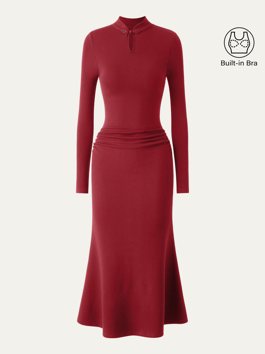 Mandarin Collar Mermaid Brami Dress Luxe Red XS