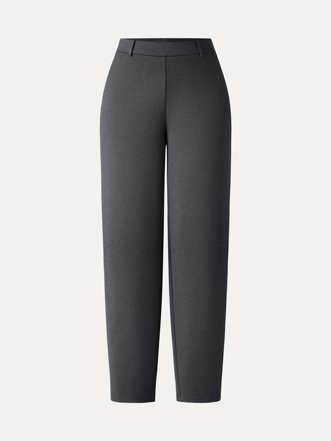 Mid Rise Barrel Leg Pull-on Pants with Pockets Regular Heather Black