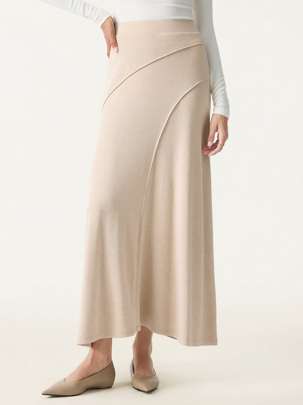 Mid Rise Pull-on Flared Maxi Skirt Natural Calico XS