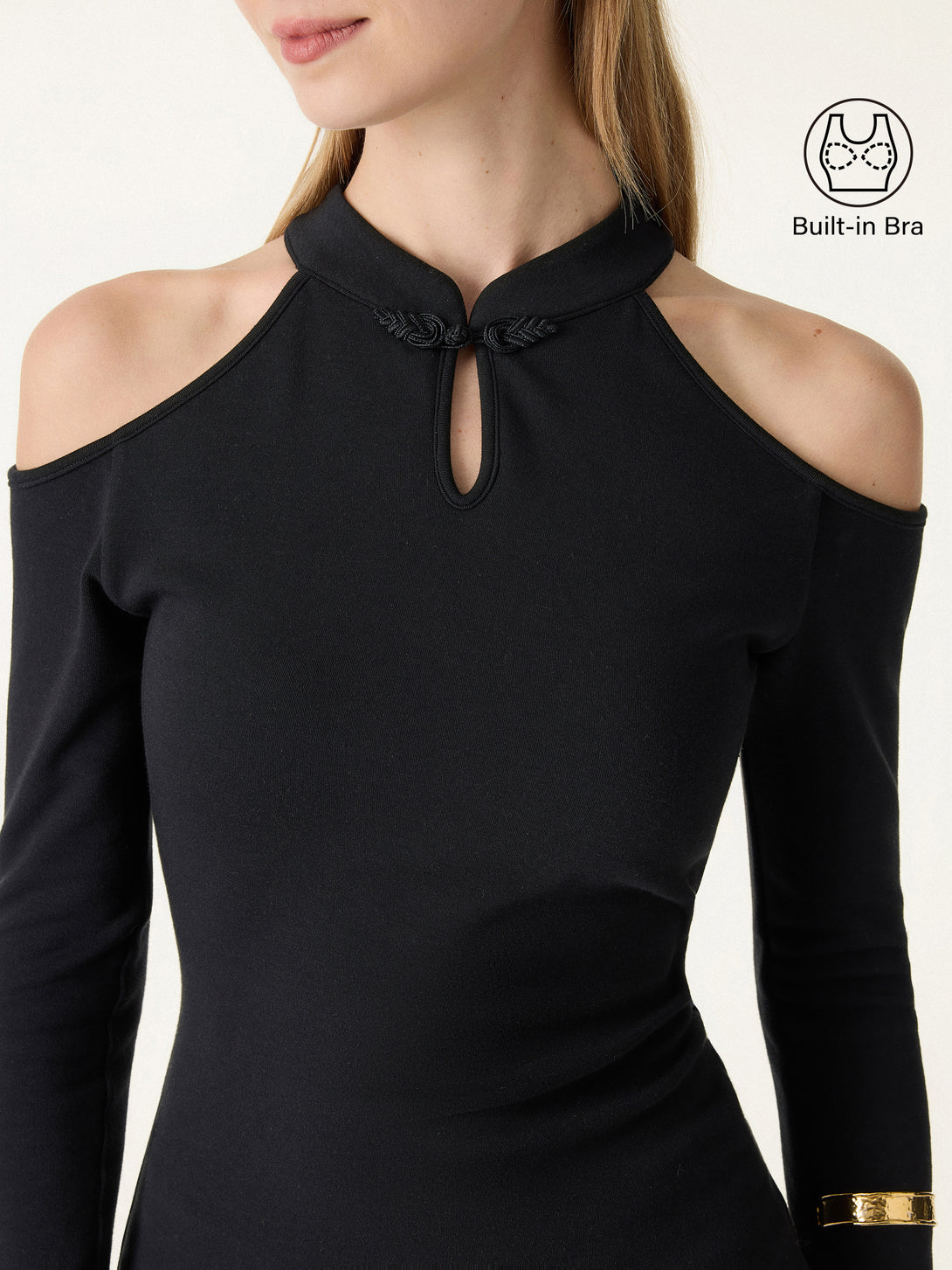 Cutout Shoulder Mandarin Collar Going-out Brami