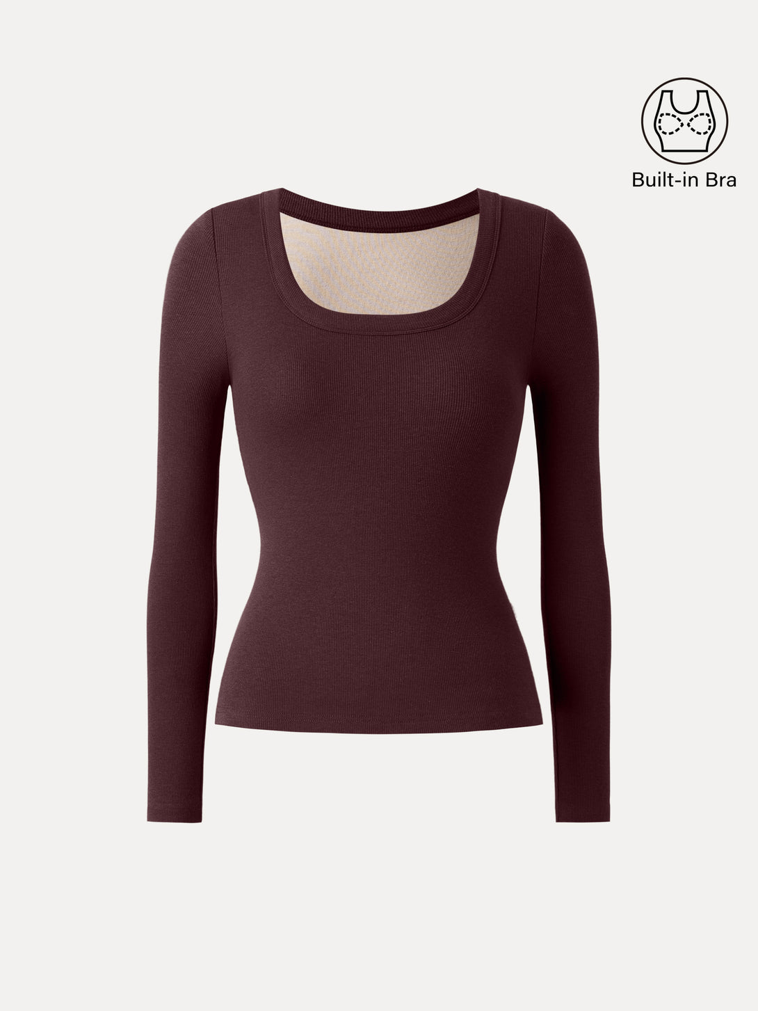 Essential Round Neck Ribbed Long Sleeve Brami Ruby XS