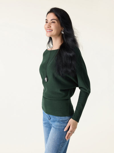 MaxWarm Boatneck Top with Asymmetrical Hem