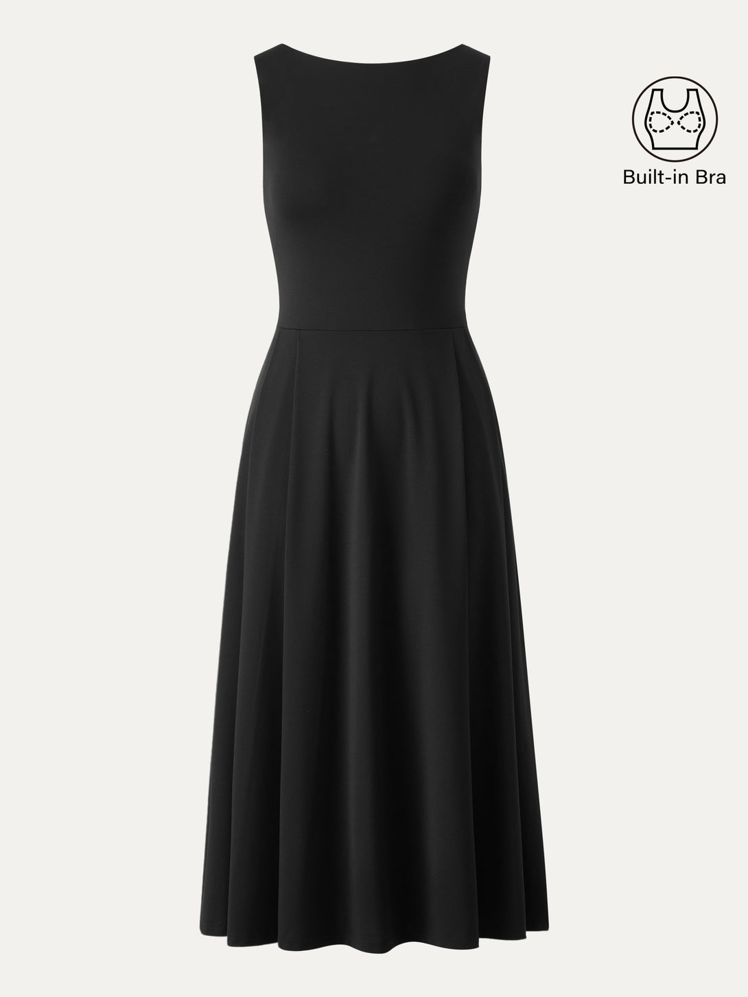 Boatneck Bamboo Ponte Brami Midi Dress with Pockets