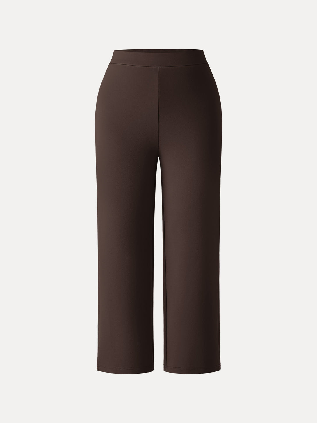 4-way Stretch Mid Rise Cropped Straight Pull-on Pants with Pockets Petite Espresso