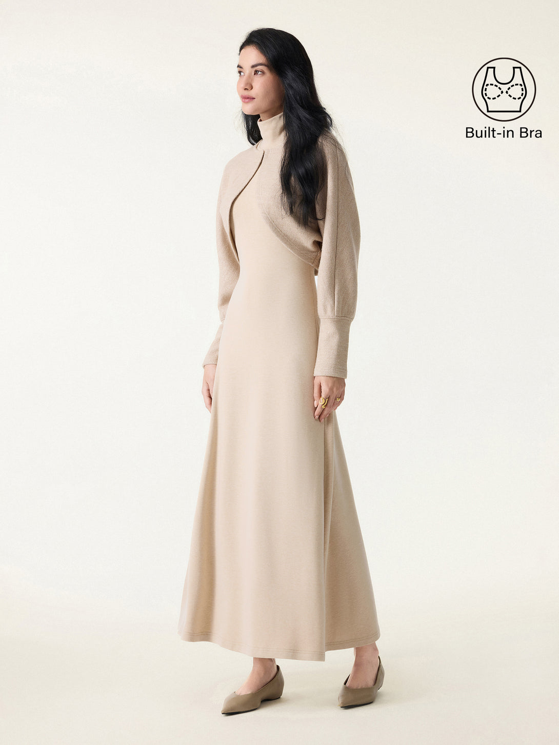 ProWarm Turtleneck Sleeveless Brami Dress with Cardigan