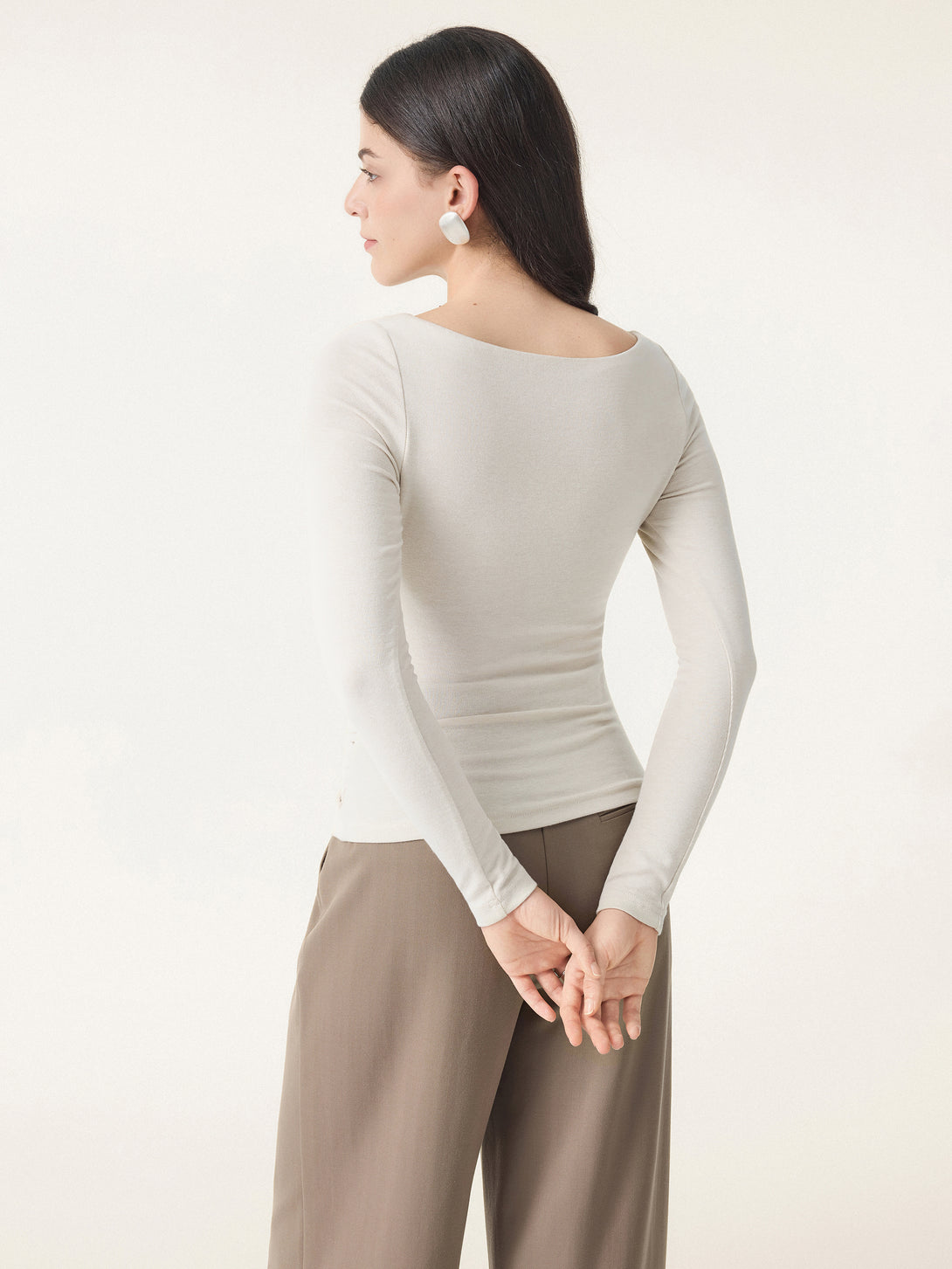 Light Warm Boatneck Ruched Brami Top