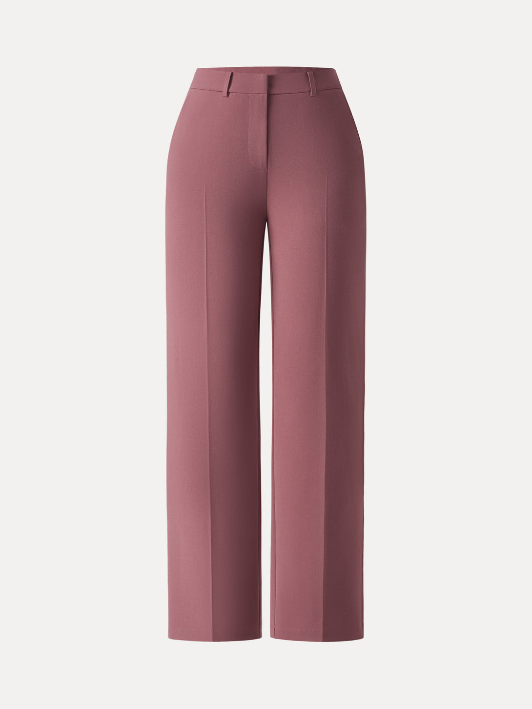 Mid Rise Straight Leg Creased Trousers with Pockets Regular Sparkle Rose